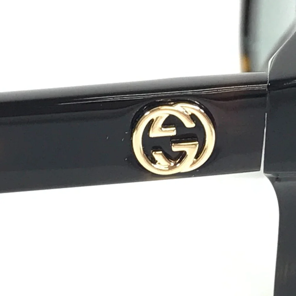 Gucci Sunglasses GG0326S 002 Dark Tortoise Square Frames with Light Green Lenses